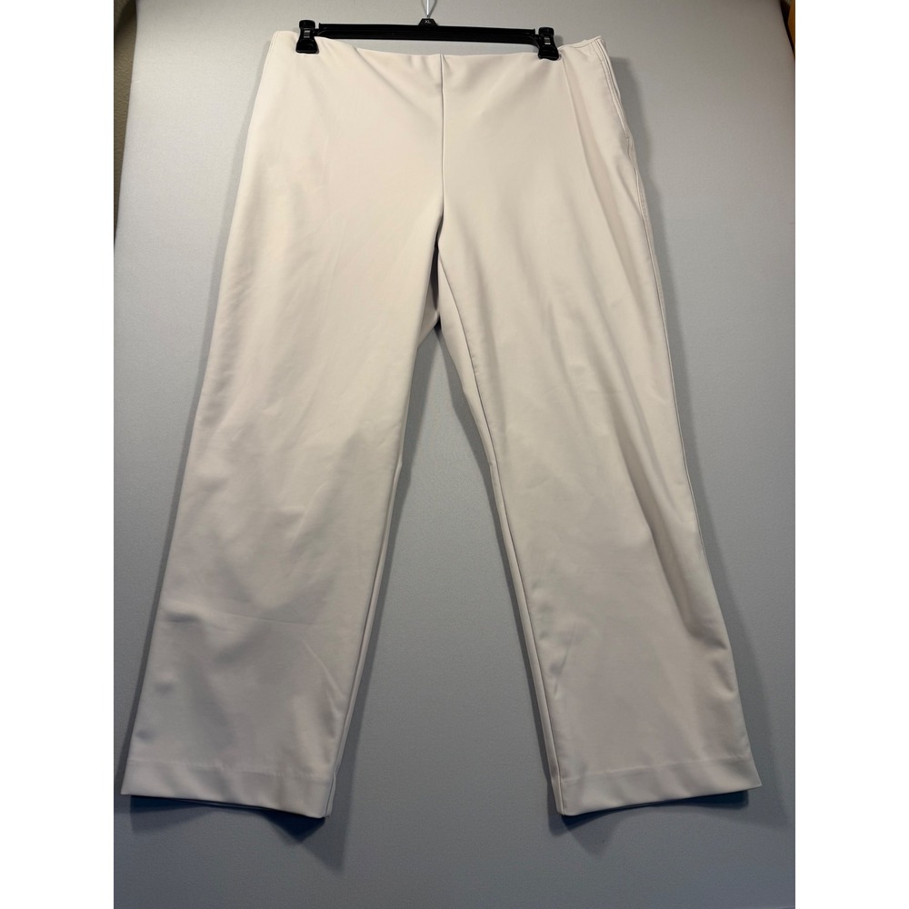 Christian Siriano New York Cream Beige Wide Leg Trousers Size 14 Side Zip